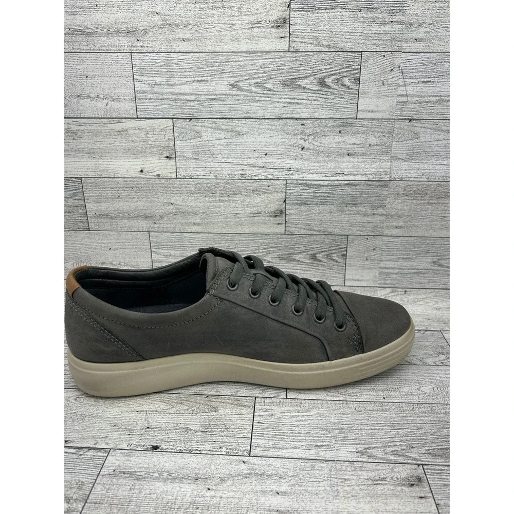 Ecco Soft 7 Sneakers Gray Leather Lace Up Casual‎ Walking Shoes